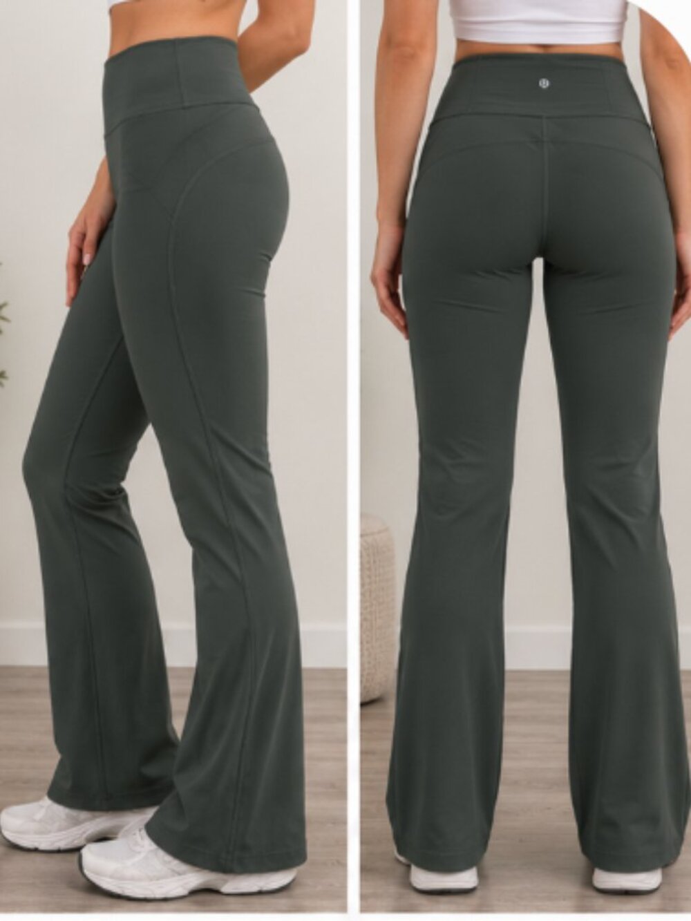 Lululemon Groove Super-High-Rise Flared Pant Nulu – Dark Olive – Size 8